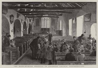 Rush-Bearing Festival i Grasmere Church, Westmoreland af Robert Barnes